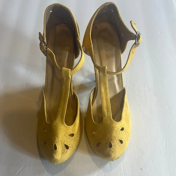 North Elegant Yellow Women's hells w cutout design retro style MCDD1-6 style - Picture 2 of 10